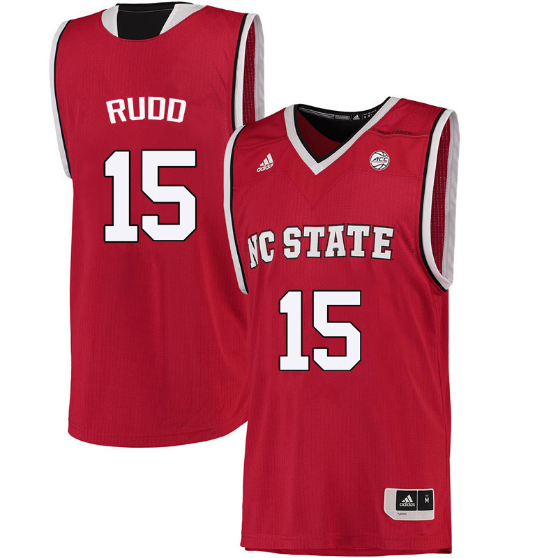 Men NC State Wolfpack #15 Lucky Rudd College Basketball Jerseys-Red - Click Image to Close